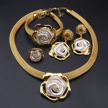 New Indian Dubai Gold Color Jewelry Sets Elegant Women African Wedding Jewelry S - £30.50 GBP