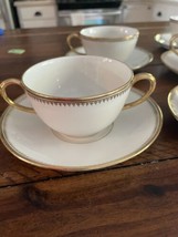 Johnson Brothers White teacups Saucers Gold Trim made in England JB1071 - $37.74