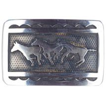 Vintage Navajo sterling wild ponies belt buckle - $233.89