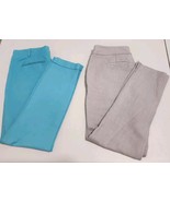 BODEN Tapered Trousers Blue &amp; Gray UK 12L US 8L Cotton Linen Elastine Lo... - $52.13 CAD