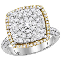 14kt Two-tone Gold Womens Round Diamond Square Cluster Ring 1-3/8 Cttw - $1,760.00