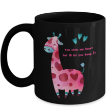 Romantic Giraffe Mug You Stole My Heart I&quot;ll Let You Keep Gift Coffee Cup Black - £20.09 GBP