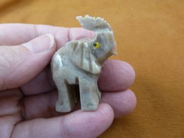 (Y-ELE-2) tan Elephas pachyderm figurine SOAPSTONE stone trunk lucky lit... - £6.84 GBP