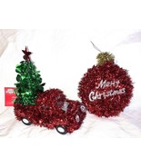 MERRY CHRISTMAS ORNAMENTS set of  2 glittery Red Green CHRISTMAS - $273.90 MXN