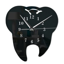 Mirror Effect Tooth Dentistry Wall Clock Laser Cut Decorative Dental Clinic Offi - $40.80