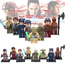 8pcs/set Star Wars Movies Luke Han Solo Master Yoda Ross Rebel Pilot Minifigures - £13.43 GBP