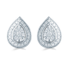 1/5CT TW Diamond Pear Cluster Stud Earrings in Sterling Silver - £37.56 GBP