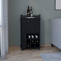 Black Bar Cart: 6 Wine Racks &amp; Casters - €188,34 EUR