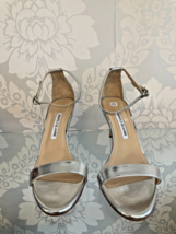 MANOLO BLANIK  SILVER  HEEL ANKLE STRAP SHOE - £175.37 GBP