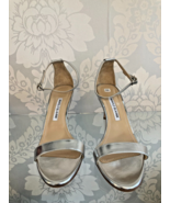 MANOLO BLANIK  SILVER  HEEL ANKLE STRAP SHOE - $226.71