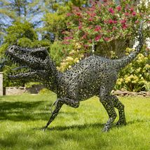 Zaer Ltd. 5.6 ft. Tall Crouching Tyrannosaurus Rex Outdoor Metal Statue T-Bone - £1,876.79 GBP