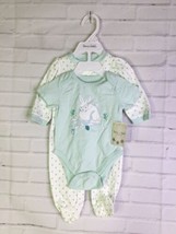 Harry &amp; Violet Baby Girl 0-3 Months Layette Outfit 2pc Bib Bunny Rabbit Floral - £13.13 GBP