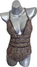 Bar III Womens One Piece Swimsuit Size L Brown Black Cheetah Animal Print NWOT - £35.60 GBP