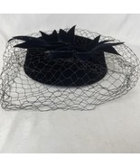 VTG Therese Ahrens Women&#39;s Black Pillbox Hat Net Flowers Black 1950s 1960s - $444.19 MXN