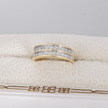 14K Gold 2 Row Real Natural Diamond 1/2 Eternity Wedding Anniversary Ring Band - $498.99