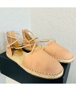 Eileen Fisher Lace-Up Leather Espadrille Sandal, Toffee Cream Pink Size ... - $138.79 CAD