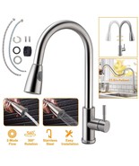 Brushed Nickel Kitchen Sink Faucet Swivel Pull Out Sprayer Mixer Tap Sta... - $61.99