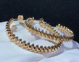 Solid 14k Yellow Gold Love Women Hoop Earrings 37.8 mm Dia, Width 6.4 mm - £3,856.85 GBP