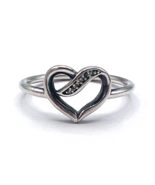 Retired Pandora Sterling Silver 925 ALE Ribbons Of Love CZ Heart Ring Si... - $57.04 CAD