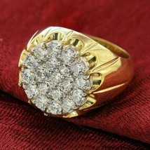 2Ct Rund Schliff Lab-Created Diamant Herren Rosa Hochzeit Ring 14K Gelb Gold - £133.20 GBP