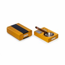 Bey-Berk Cigar Ashtray/Cutter Yellow &amp; Carbon Fiber Color - £82.92 GBP