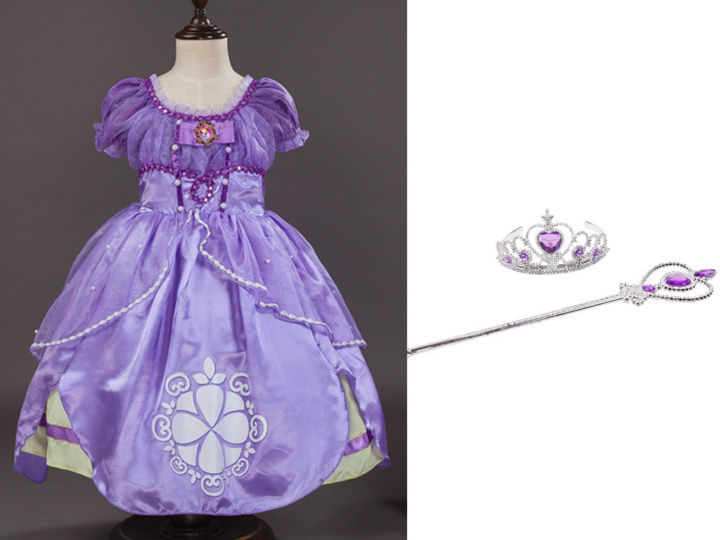 HOT Kids Girls Sofia Princess Fluffy Costume Princess Dress Birthday Party dress