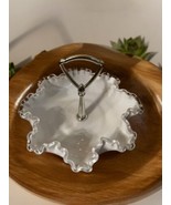 Fenton Art Glass Silver Crest Milk Glass Ruffled Edge Serving Handle Can... - €21,09 EUR