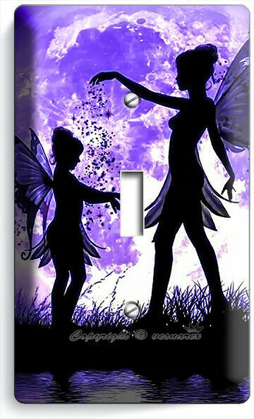 LITTLE FAIRY GIRLS PURPLE MOON 1 GANG LIGHT SWITCH WALL PLATE BEDROOM ROOM DECOR