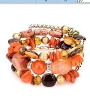 Fashion Geometric Color Block Alloy Natural Stone Women&#39;s Bracelet Orange - $162.02 MXN