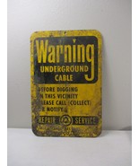 Vintage Underground Cable Bell System WARNING Metal Orange Sign 18&quot; x 12&quot; - €25,79 EUR