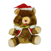 14&quot; Vintage Conesco Brown Musical Christmas Teddy Bear Stuffed Animal Plush Toy - £51.54 GBP