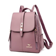 Women Leather Backpacks Fashion Shoulder Bag Purple 26cm x 14cm x 32cm - £16.02 GBP