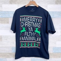 Merry Christmas Ya Filthy Animal Home Alone Graphic T Shirt Black Mens Large - $14.84