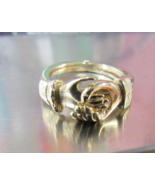 Vintage 14k Yellow Gold Fede Gimmel 3 Ring Promise 2 Love SZ 4.5 Engagem... - $890.99