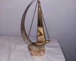 Vintage Mario Jason Sailboat Sculpture Signed Brutalist Bronze Brass Ony... - $39.99