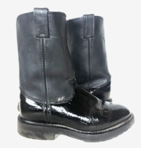 Justin Cowboy Boots 7 1/2 7.5 Double Comfort Black Leather Mens Pull On - £60.01 GBP
