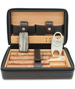 Cedar Wood Travel Portable Leather Cigar Humidor Case with Humidifier, B... - £51.30 GBP