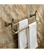 Antique brass Classic bathroom brass double towel bar With flowers  26&quot;L... - €66,85 EUR