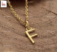 Fine Jewelry 18 Kt Solid Yellow Gold Alphabet Letter F Initial Necklace Pendant - £562.71 GBP