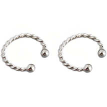 Anyco Earrings Punk Rock Twist Circle Sterling Silver Ear Clip Hoop For Kids - £16.24 GBP