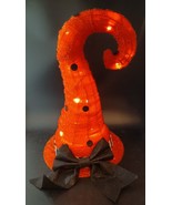 Halloween Witches&#39; Orange Hat LED Prop 17&quot; x 10&quot;, Tested Works, Batterie... - $28.00