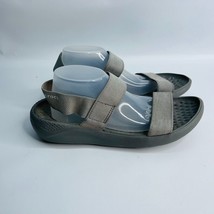 Crocs LiteRide Sandals Womens 8 Strappy Gray Comfort Casual Stretch 205106 - $19.79