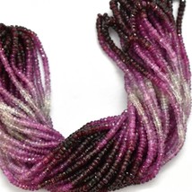 Natural Shaded Ruby 3.5-4mm Faceted Round Gemstone Beads 16&quot; Strand BDS-1004 - £181.53 GBP