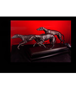 Art deco Saluki statue - running whippets - bronze dogs - Vintage Sighthound Dog - £3,526.40 GBP