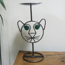 Kitty Cat Face Lion Cub Wrought Iron Candle Holder (BN-CND104) - $20.00