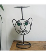 Kitty Cat Face Lion Cub Wrought Iron Candle Holder (BN-CND104) - $27.25 CAD