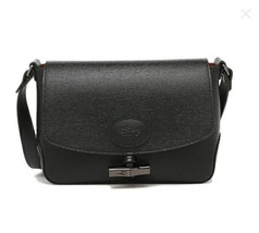 NWT Longchamp Roseau Toggle Flap Leather Crossbody Bag Black Gunmetal AUTHENTIC - £311.17 GBP
