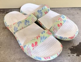 Spenco Womens Orthotic Slides Size W 8 Sandals Fusion Green Pink Blue Floral - £15.10 GBP
