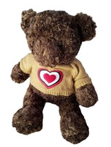 Dan Dee Brown Bear w/Heart Sweater Stuffed Soft 18&quot; Tall Polyester 2012 ... - £14.66 GBP