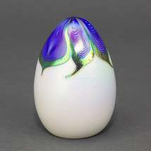 Abelman 1996 Pulled Feather Egg Iridescent Art Glass Paperweight E29FC 150/500 - £63.73 GBP
